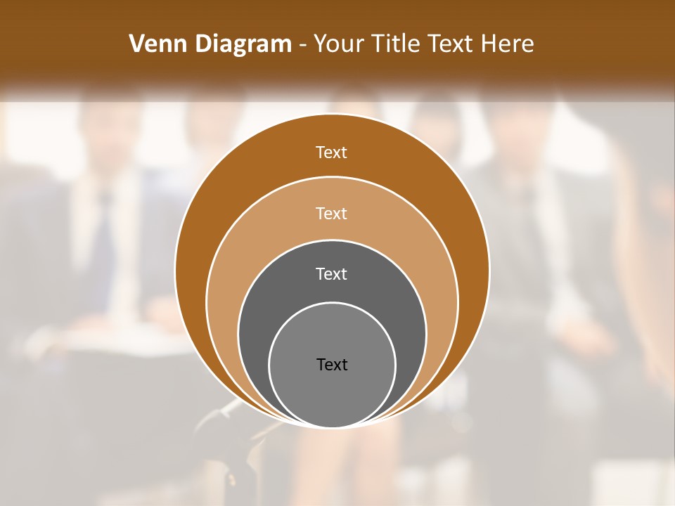 A Microphone In Front Of A Group Of People PowerPoint Template