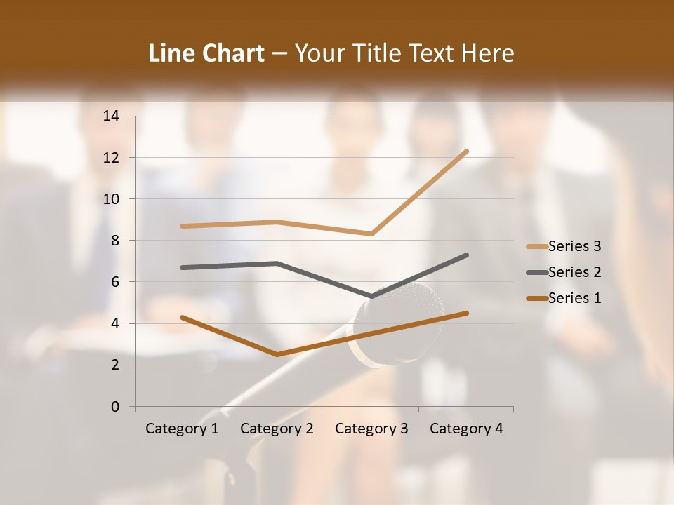 A Microphone In Front Of A Group Of People PowerPoint Template