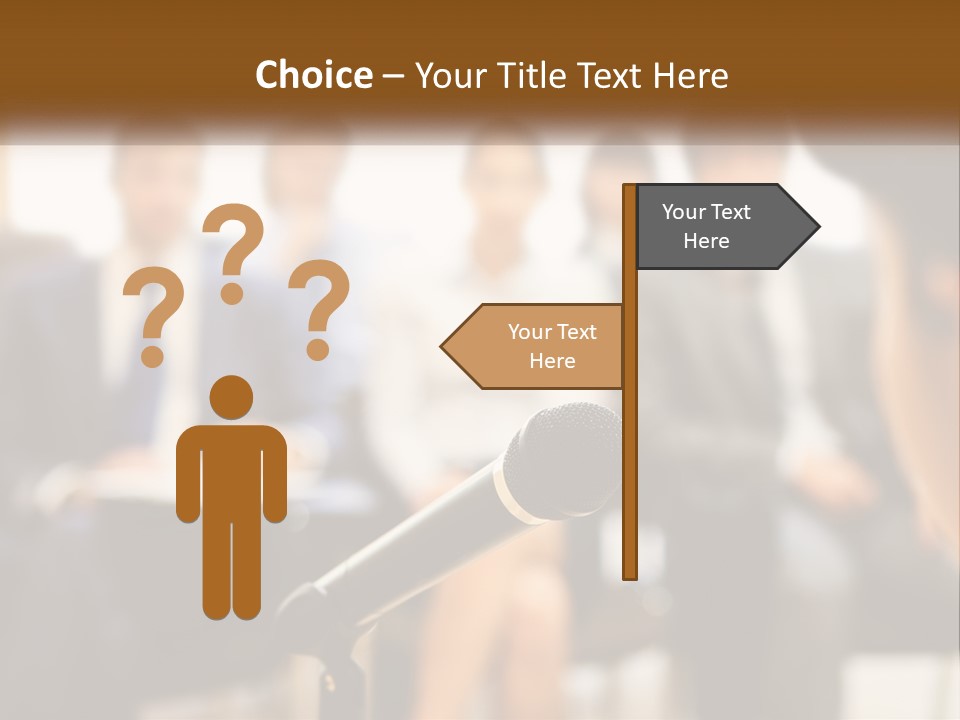 A Microphone In Front Of A Group Of People PowerPoint Template