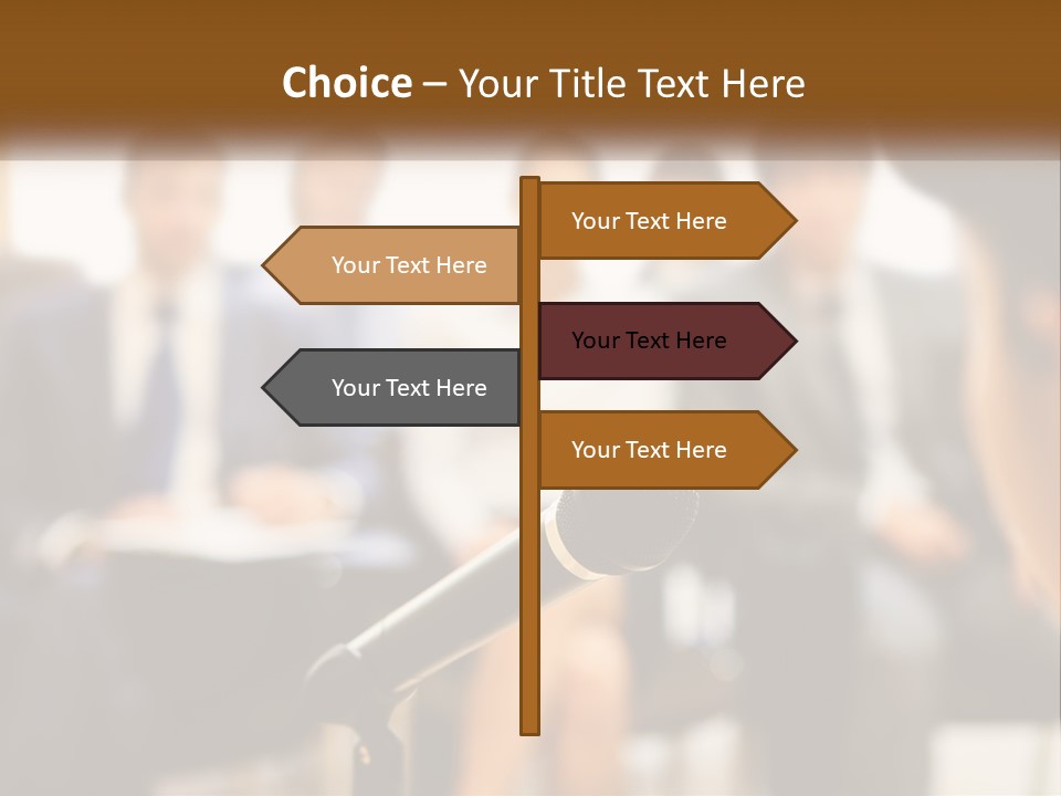 A Microphone In Front Of A Group Of People PowerPoint Template