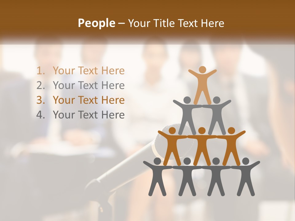 A Microphone In Front Of A Group Of People PowerPoint Template