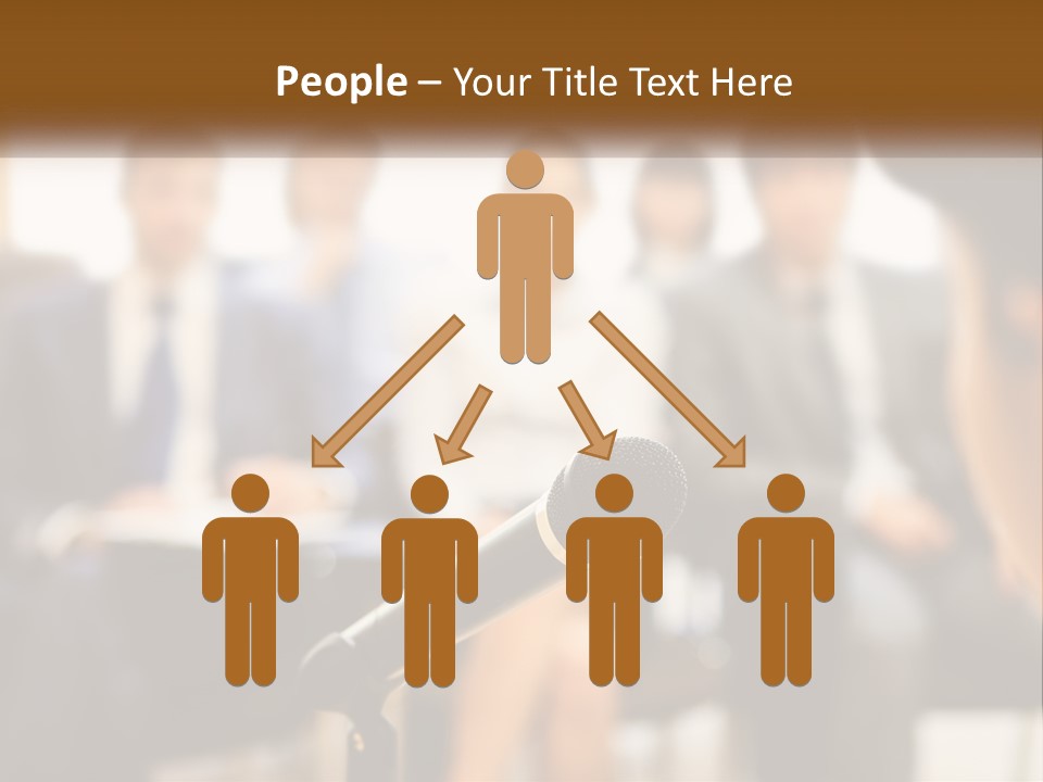 A Microphone In Front Of A Group Of People PowerPoint Template