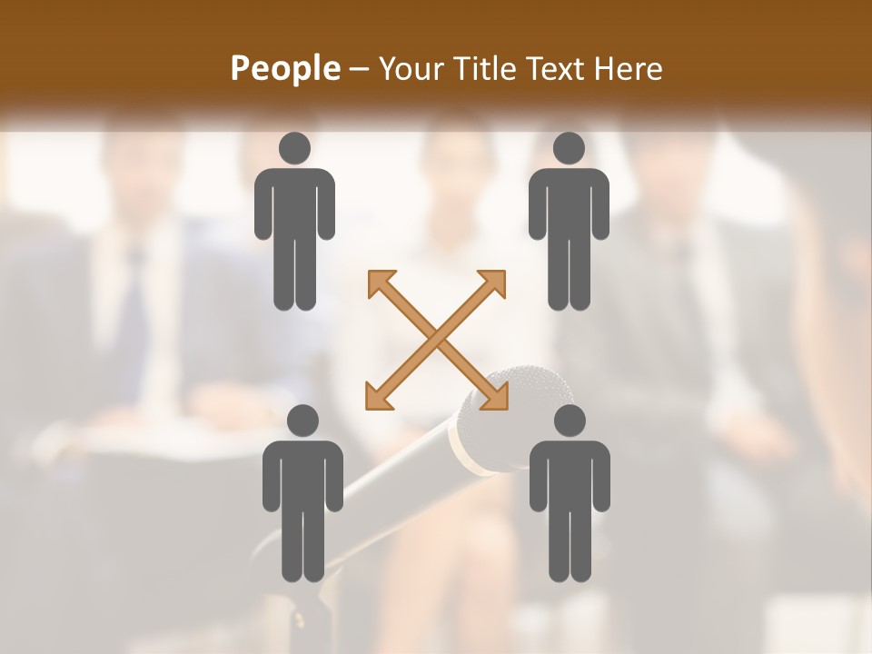 A Microphone In Front Of A Group Of People PowerPoint Template