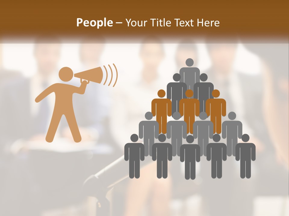 A Microphone In Front Of A Group Of People PowerPoint Template