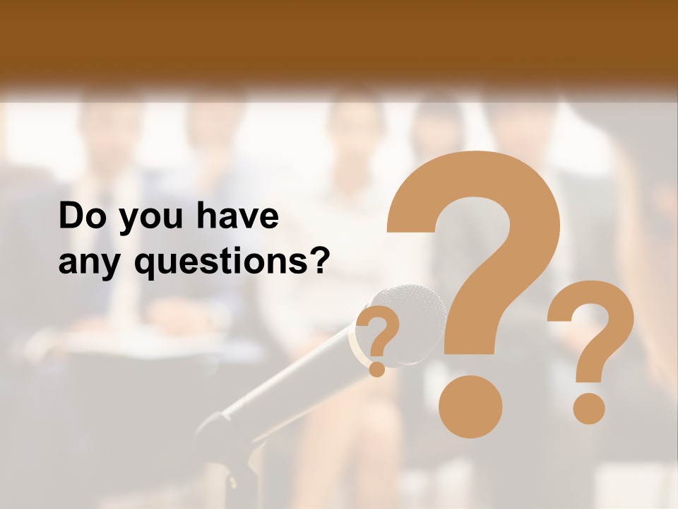 A Microphone In Front Of A Group Of People PowerPoint Template