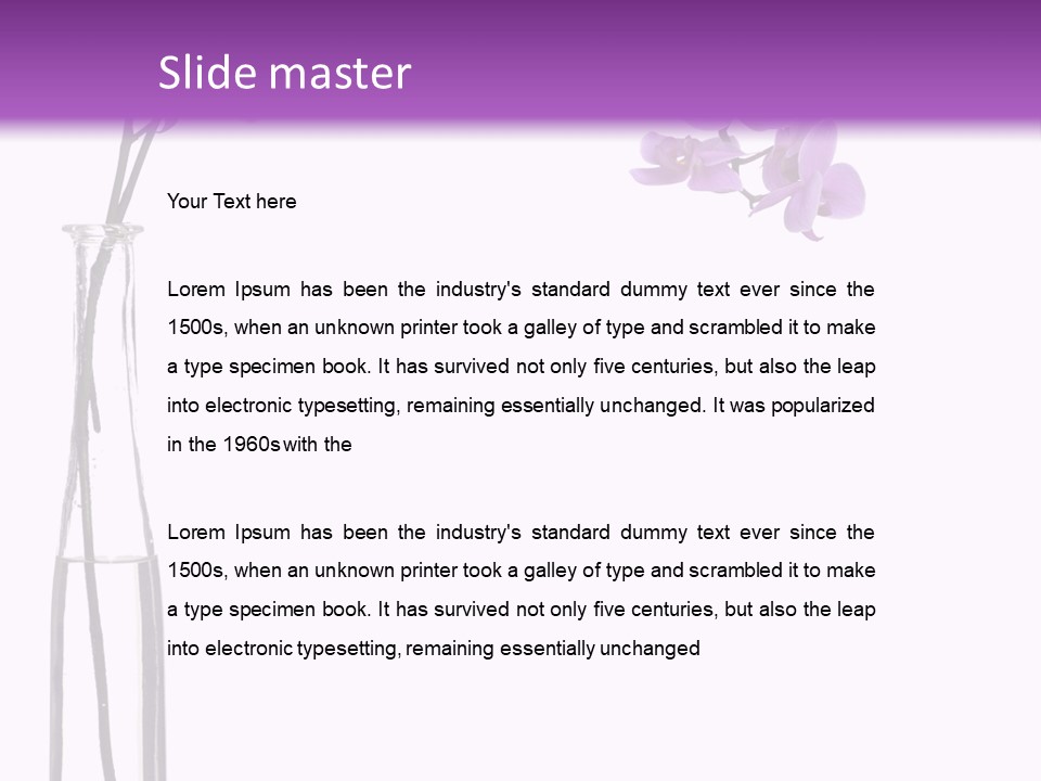 A Vase With Purple Flowers On A White And Purple Background PowerPoint Template