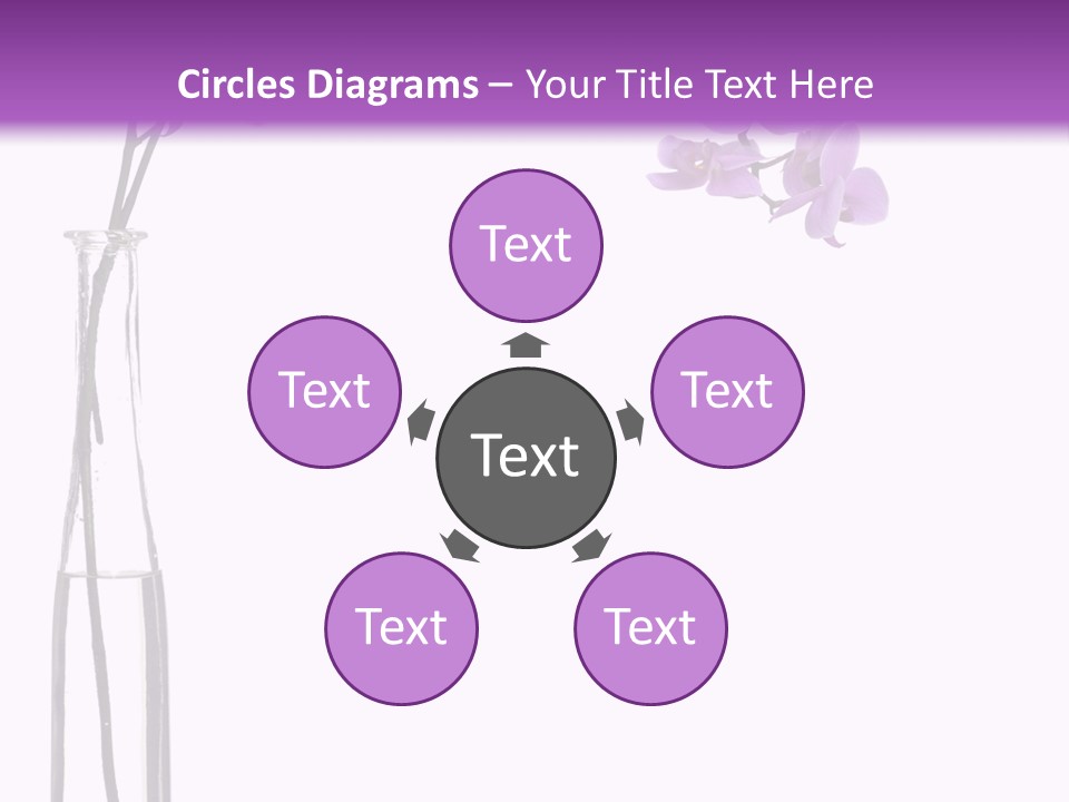 A Vase With Purple Flowers On A White And Purple Background PowerPoint Template