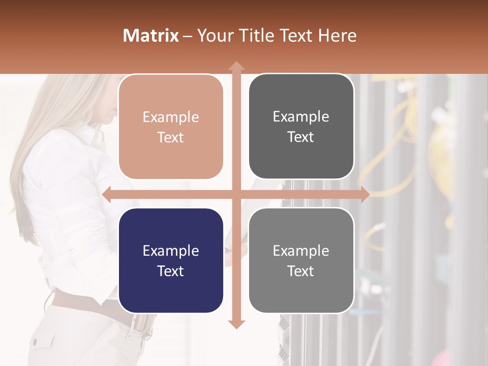 A Woman Is Holding A Laptop In Front Of A Server PowerPoint Template