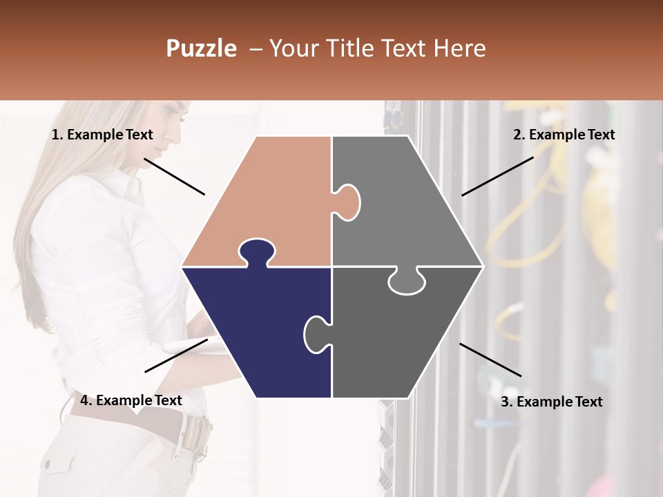 A Woman Is Holding A Laptop In Front Of A Server PowerPoint Template