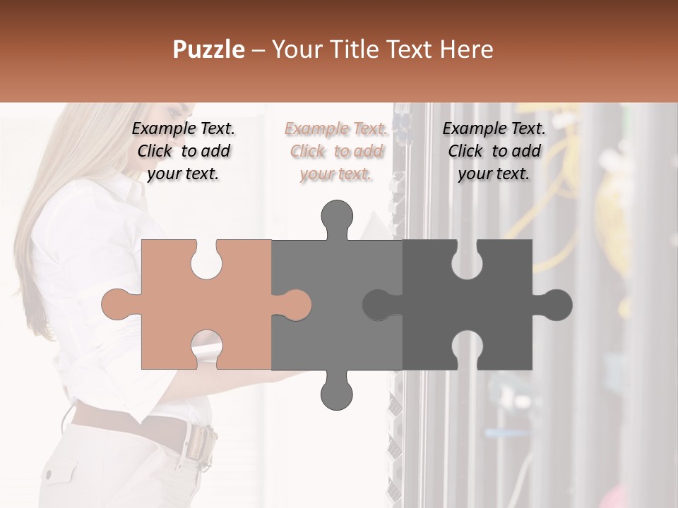 A Woman Is Holding A Laptop In Front Of A Server PowerPoint Template