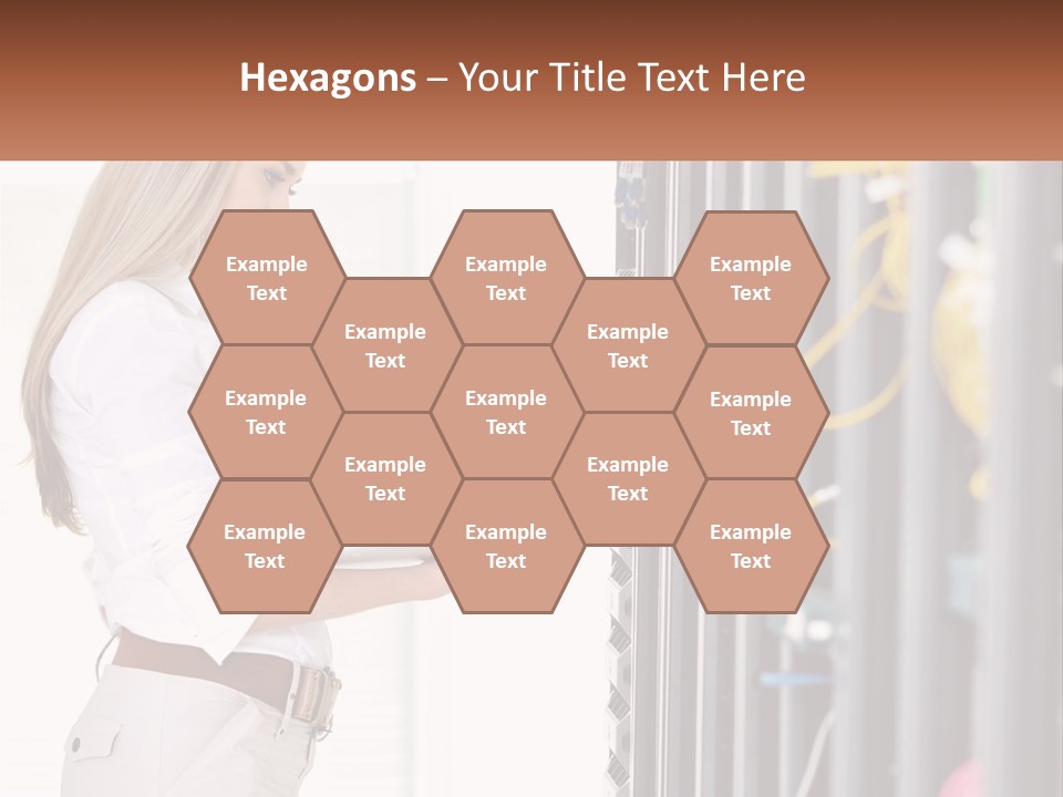 A Woman Is Holding A Laptop In Front Of A Server PowerPoint Template