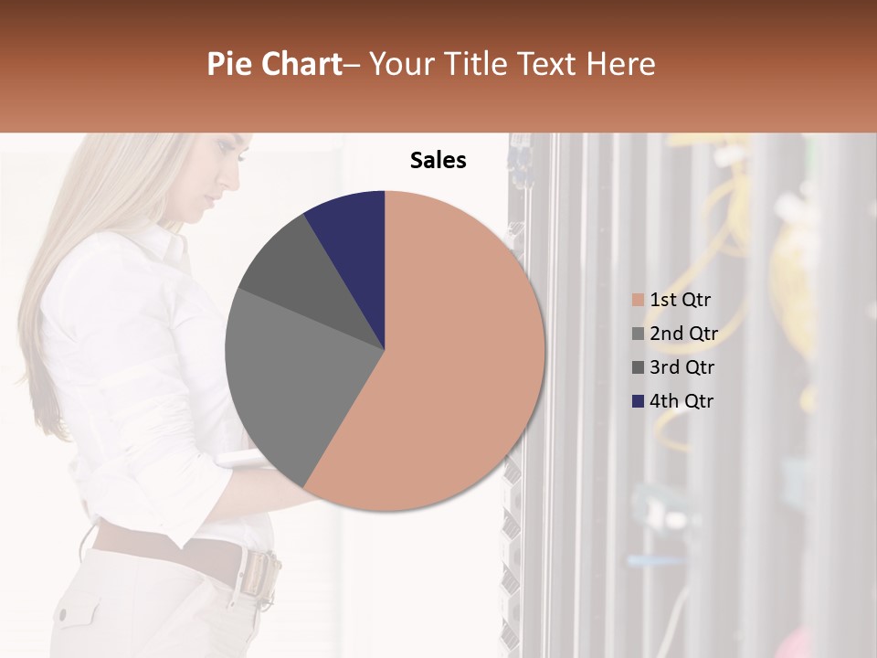 A Woman Is Holding A Laptop In Front Of A Server PowerPoint Template