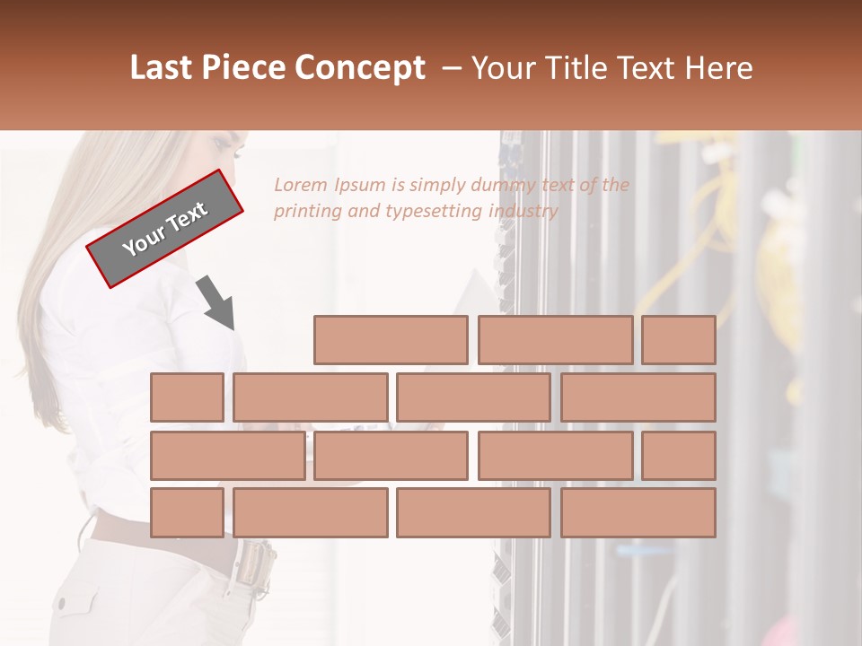 A Woman Is Holding A Laptop In Front Of A Server PowerPoint Template