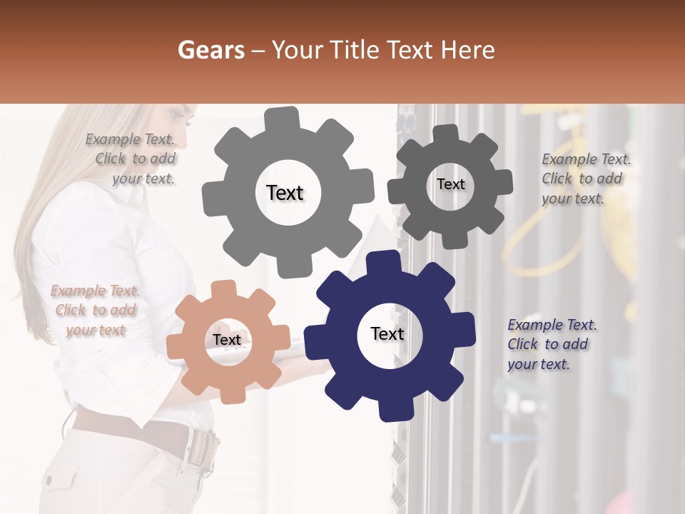 A Woman Is Holding A Laptop In Front Of A Server PowerPoint Template