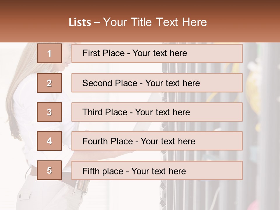 A Woman Is Holding A Laptop In Front Of A Server PowerPoint Template