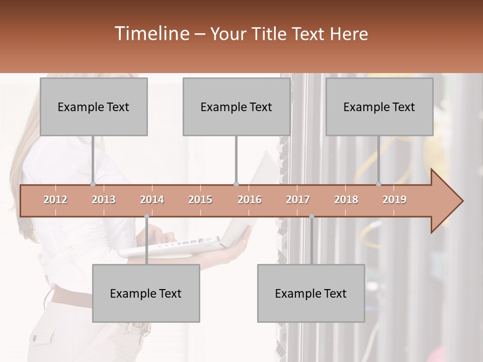 A Woman Is Holding A Laptop In Front Of A Server PowerPoint Template