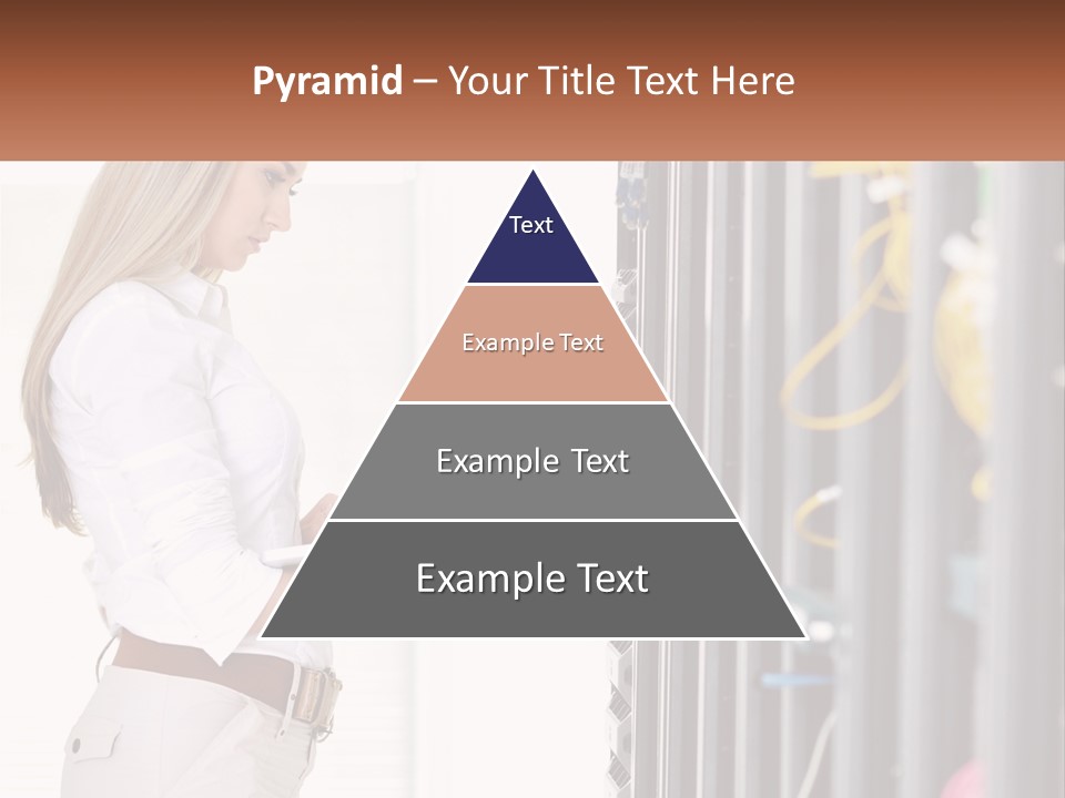 A Woman Is Holding A Laptop In Front Of A Server PowerPoint Template