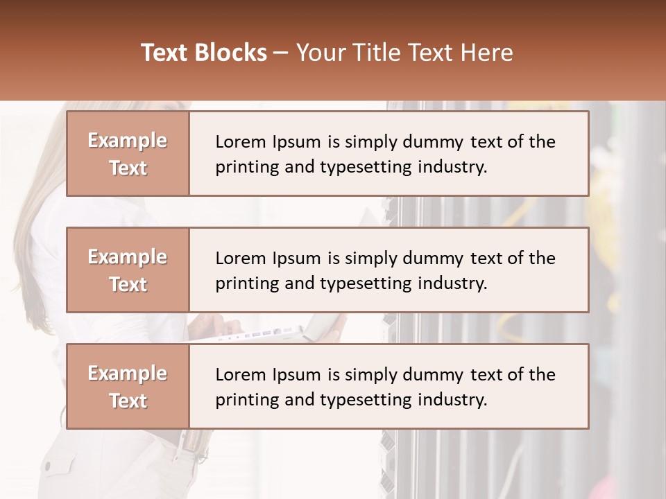 A Woman Is Holding A Laptop In Front Of A Server PowerPoint Template