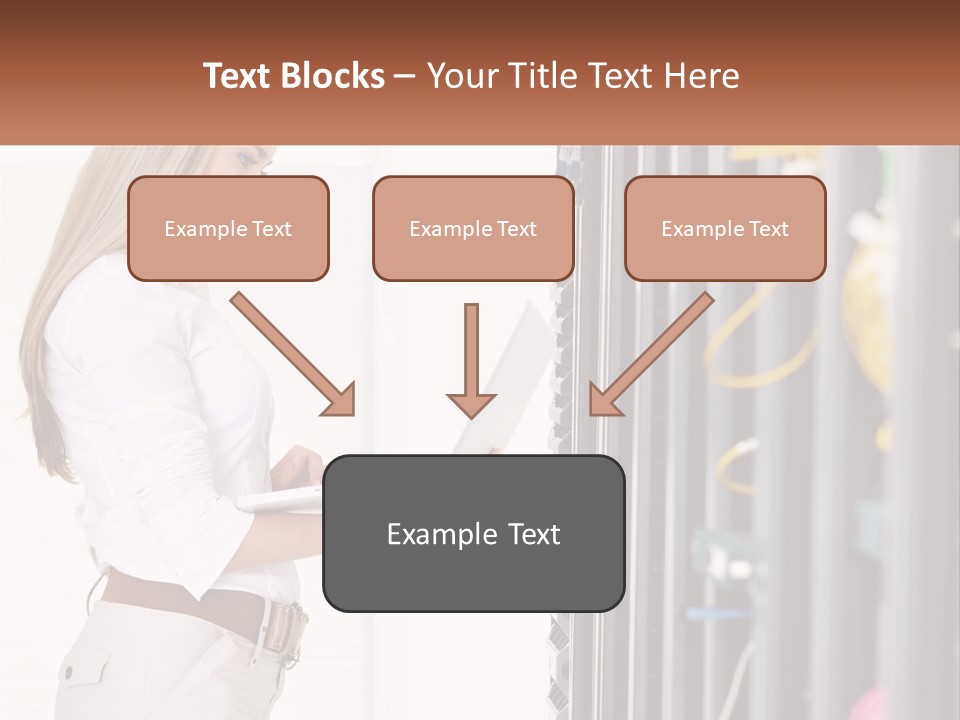 A Woman Is Holding A Laptop In Front Of A Server PowerPoint Template
