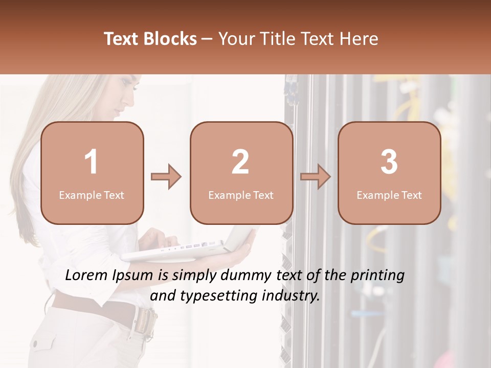 A Woman Is Holding A Laptop In Front Of A Server PowerPoint Template