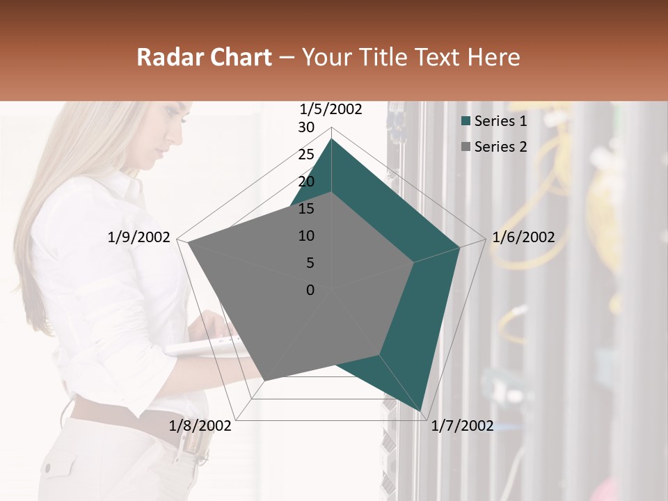 A Woman Is Holding A Laptop In Front Of A Server PowerPoint Template