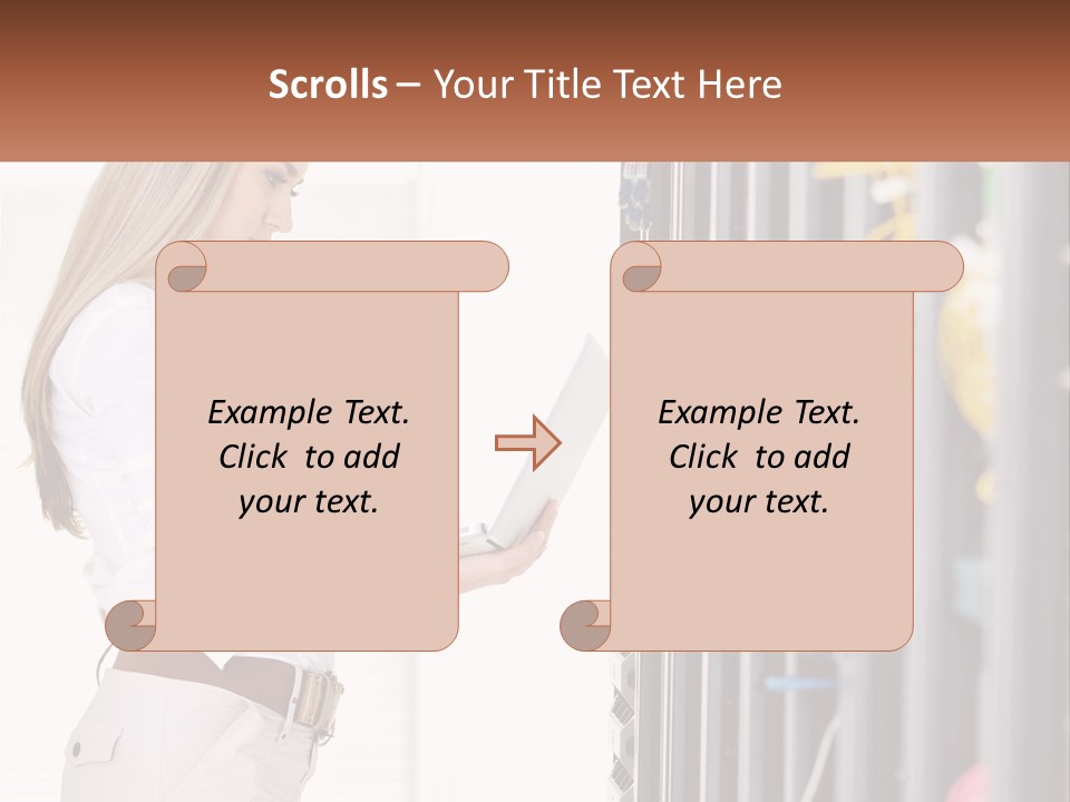 A Woman Is Holding A Laptop In Front Of A Server PowerPoint Template