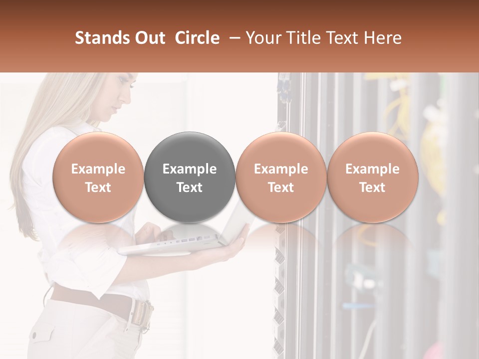 A Woman Is Holding A Laptop In Front Of A Server PowerPoint Template