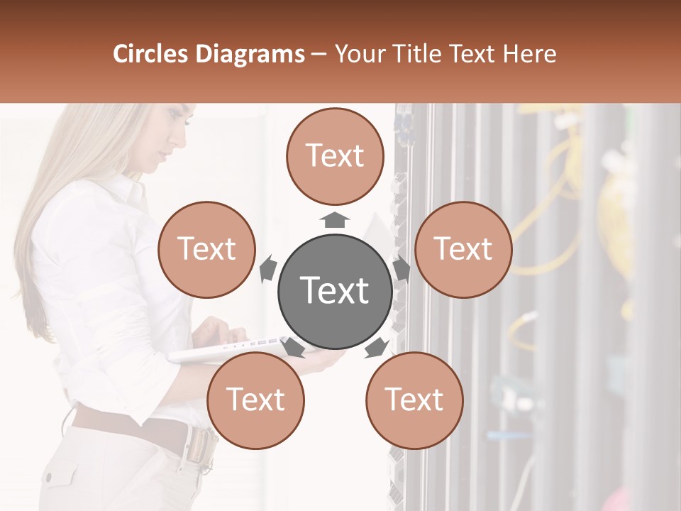 A Woman Is Holding A Laptop In Front Of A Server PowerPoint Template