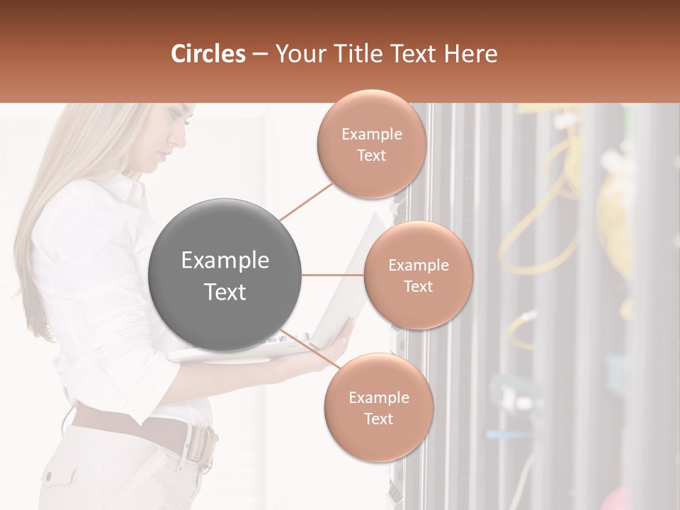 A Woman Is Holding A Laptop In Front Of A Server PowerPoint Template