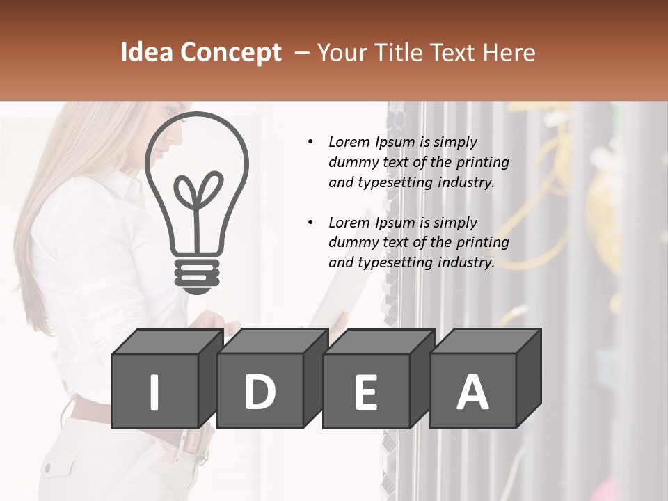 A Woman Is Holding A Laptop In Front Of A Server PowerPoint Template