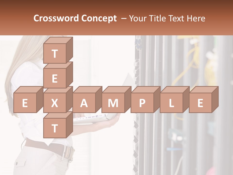 A Woman Is Holding A Laptop In Front Of A Server PowerPoint Template