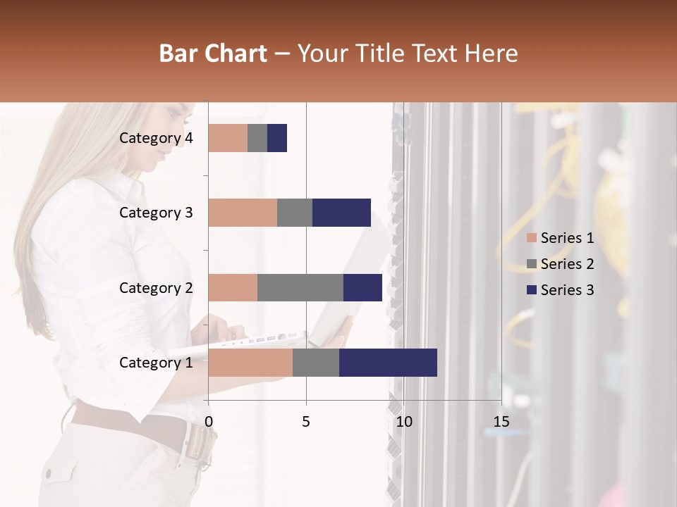 A Woman Is Holding A Laptop In Front Of A Server PowerPoint Template