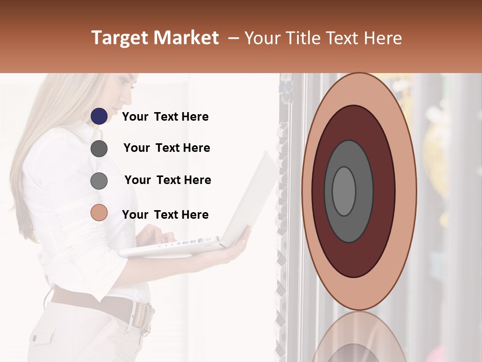 A Woman Is Holding A Laptop In Front Of A Server PowerPoint Template