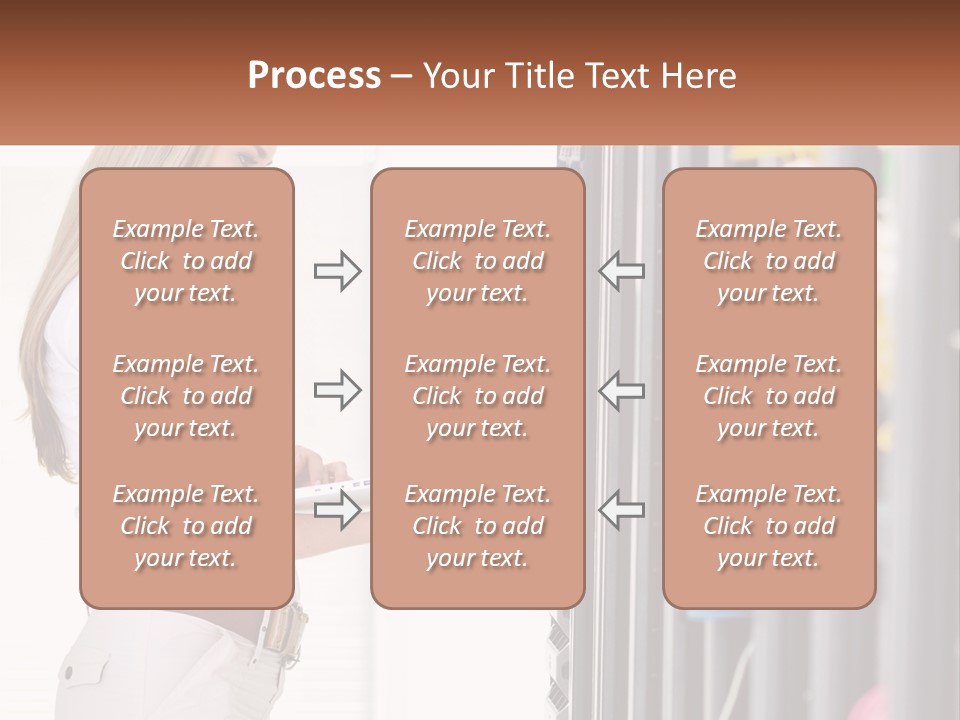 A Woman Is Holding A Laptop In Front Of A Server PowerPoint Template