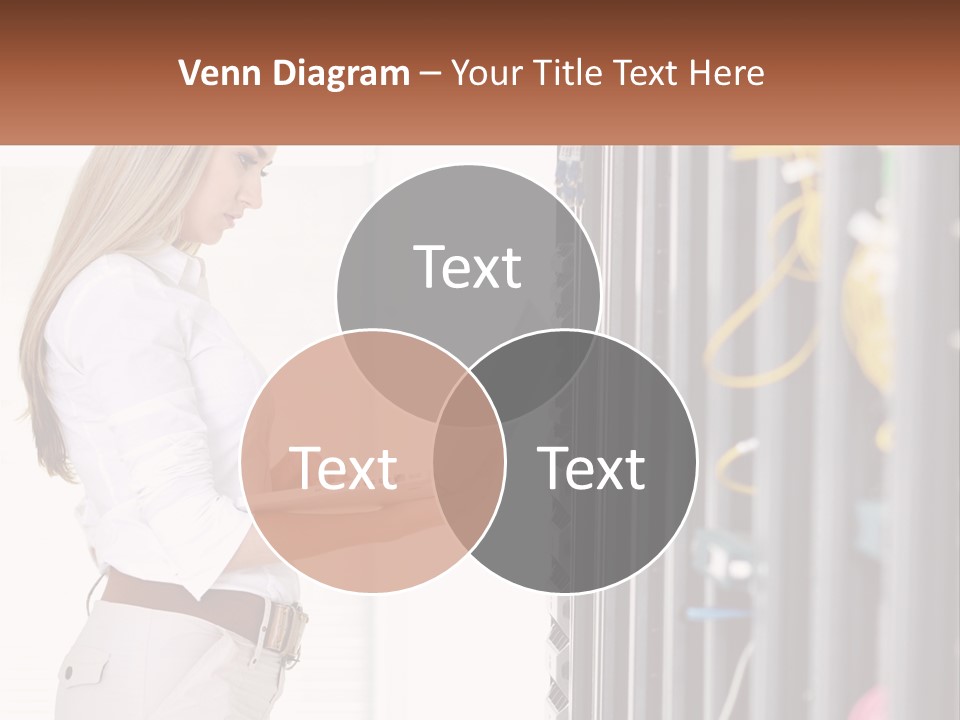 A Woman Is Holding A Laptop In Front Of A Server PowerPoint Template