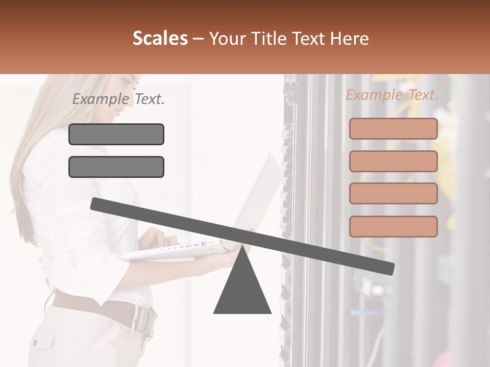 A Woman Is Holding A Laptop In Front Of A Server PowerPoint Template