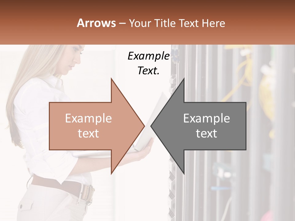 A Woman Is Holding A Laptop In Front Of A Server PowerPoint Template