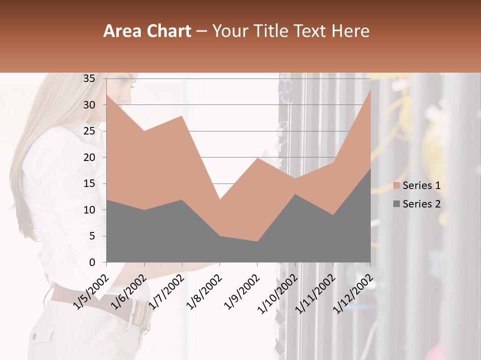 A Woman Is Holding A Laptop In Front Of A Server PowerPoint Template