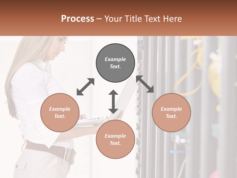 A Woman Is Holding A Laptop In Front Of A Server PowerPoint Template