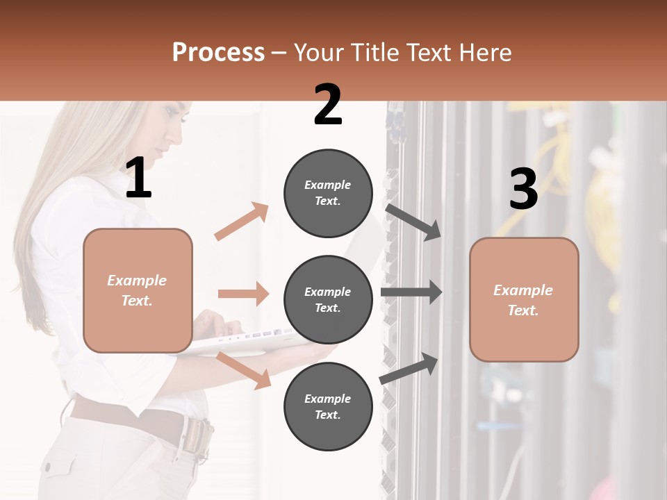A Woman Is Holding A Laptop In Front Of A Server PowerPoint Template