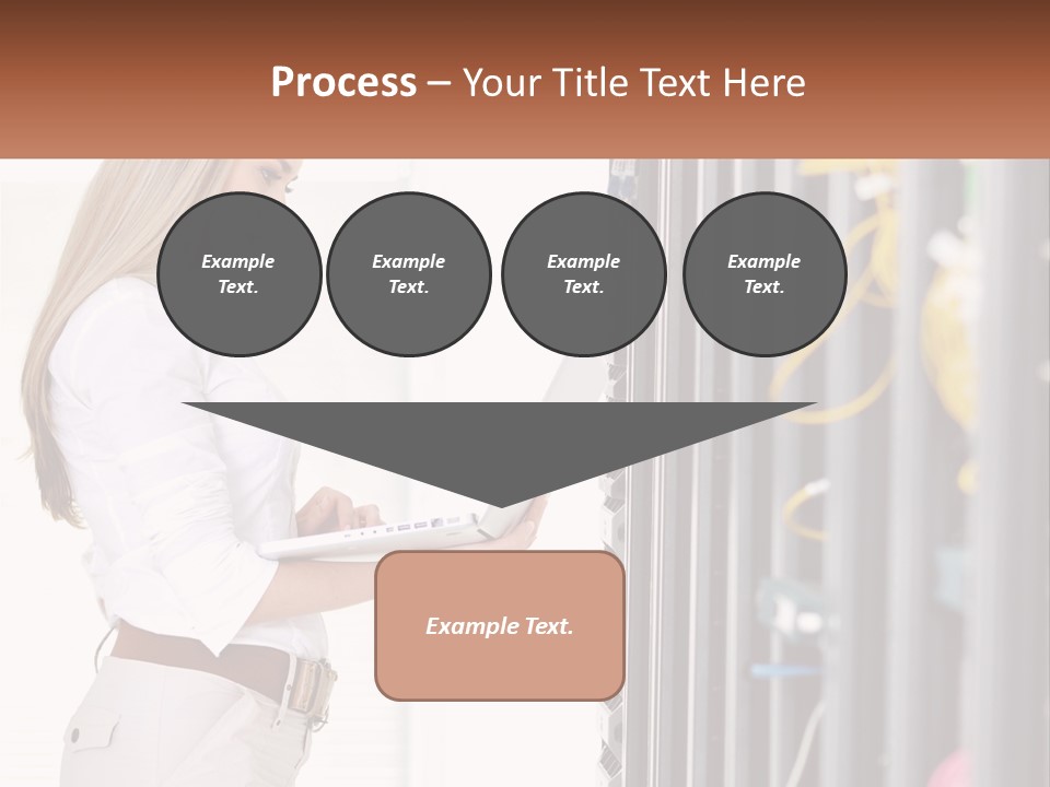 A Woman Is Holding A Laptop In Front Of A Server PowerPoint Template