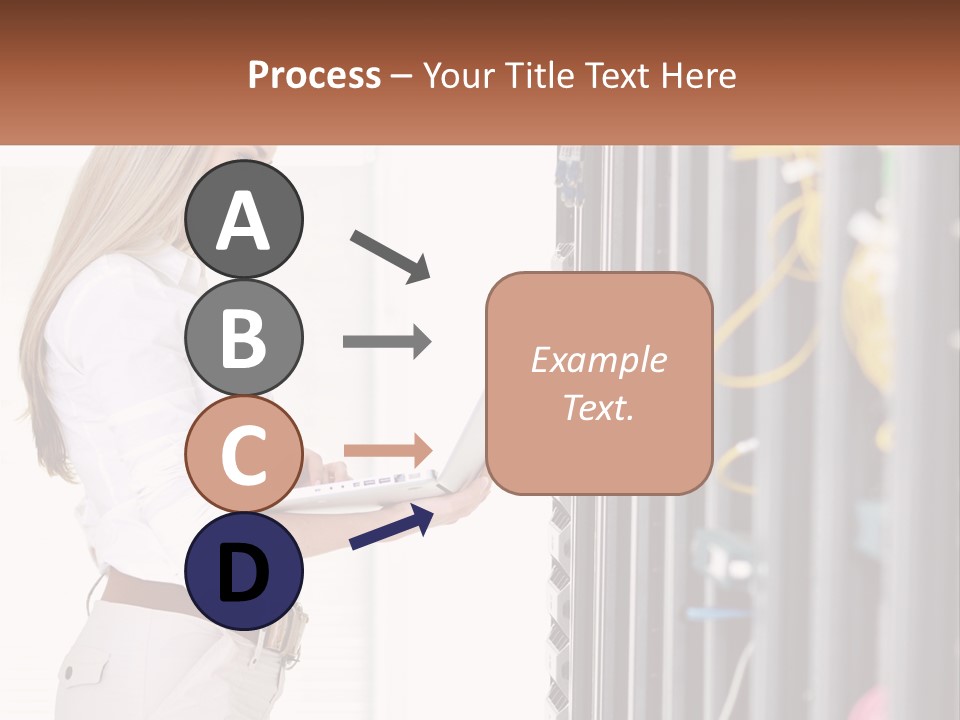 A Woman Is Holding A Laptop In Front Of A Server PowerPoint Template