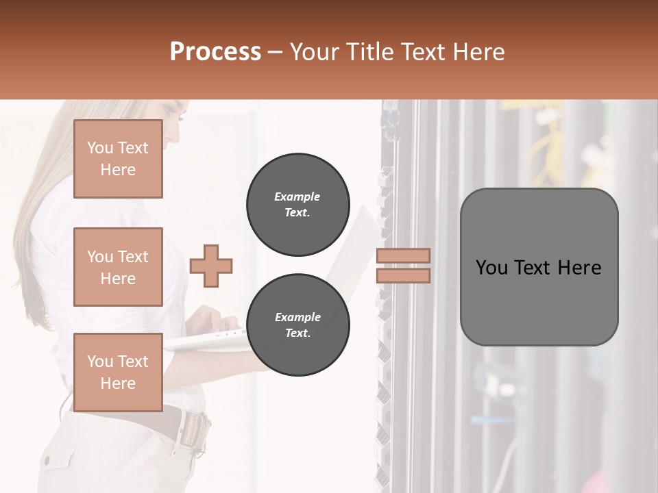A Woman Is Holding A Laptop In Front Of A Server PowerPoint Template