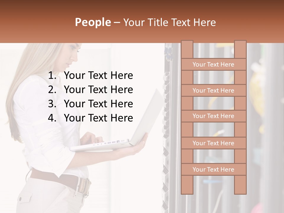 A Woman Is Holding A Laptop In Front Of A Server PowerPoint Template