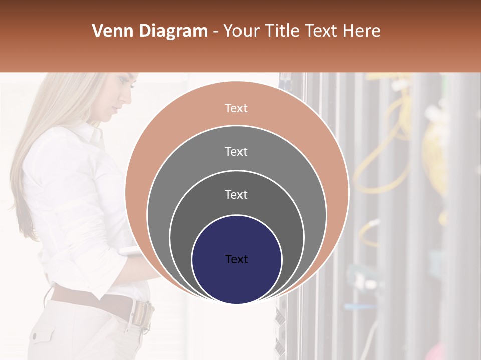 A Woman Is Holding A Laptop In Front Of A Server PowerPoint Template