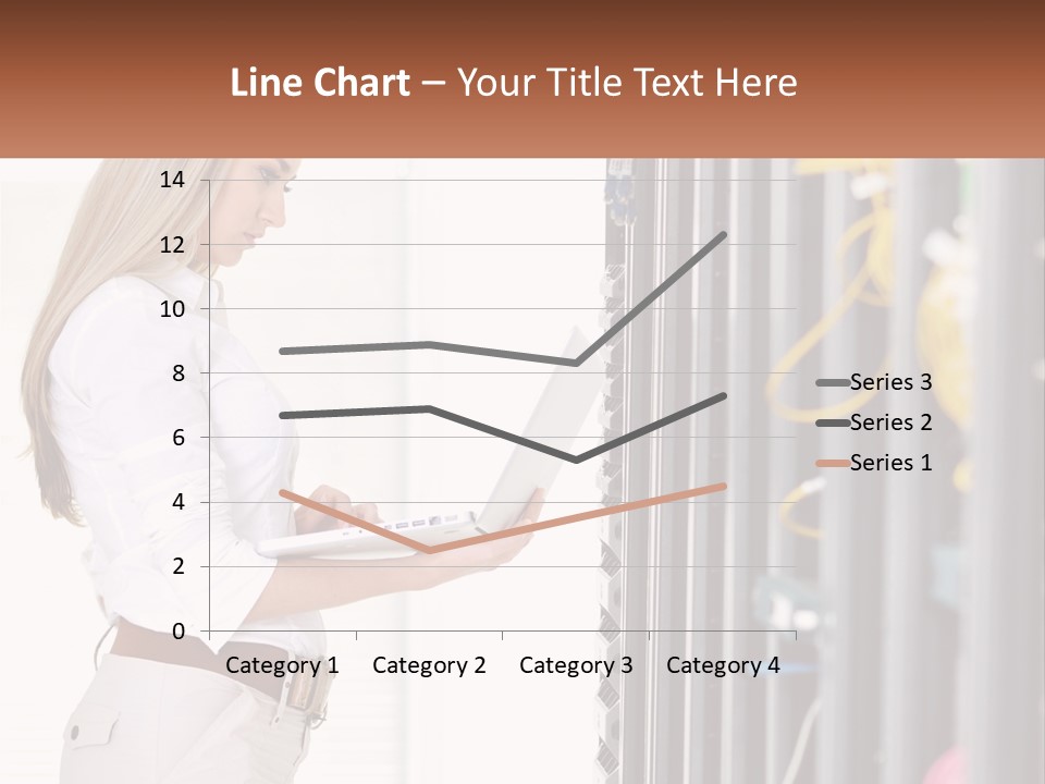A Woman Is Holding A Laptop In Front Of A Server PowerPoint Template