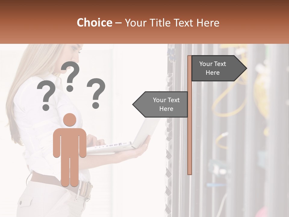 A Woman Is Holding A Laptop In Front Of A Server PowerPoint Template