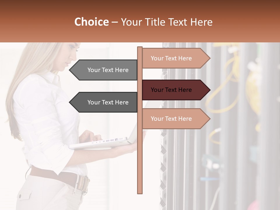 A Woman Is Holding A Laptop In Front Of A Server PowerPoint Template