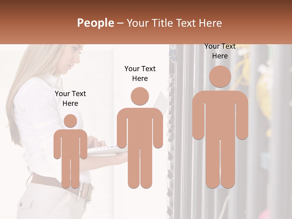 A Woman Is Holding A Laptop In Front Of A Server PowerPoint Template