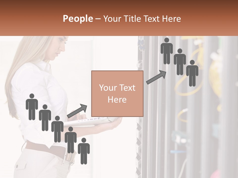 A Woman Is Holding A Laptop In Front Of A Server PowerPoint Template